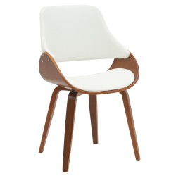Silla de comedor Vangale en nogal/polipiel blanca