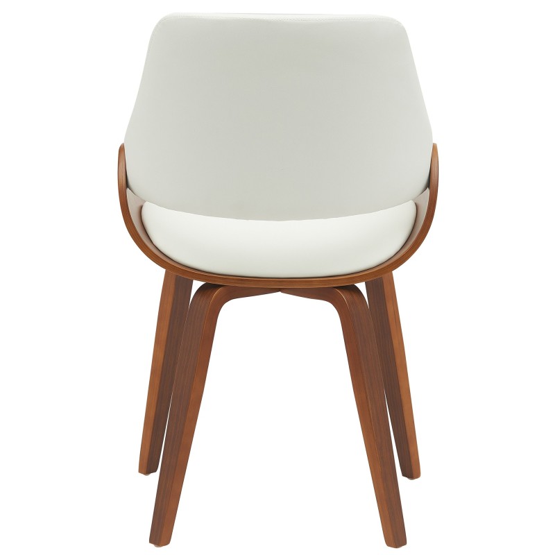 Silla de comedor Vangale en nogal/polipiel blanca