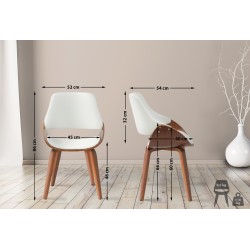 Silla de comedor Vangale en nogal/polipiel blanca Silla de comedor Vangale en nogal/polipiel blanca
