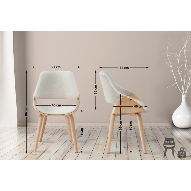 Silla de comedor Vangale en tela natural/crema