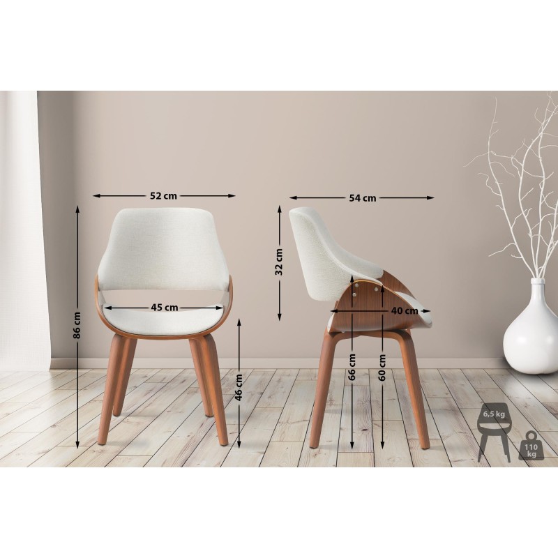 Silla de comedor Vangale en tela nogal/crema