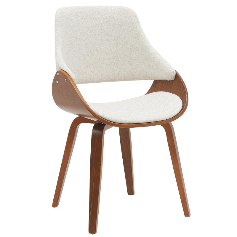 Silla de comedor Vangale en tela nogal/crema
