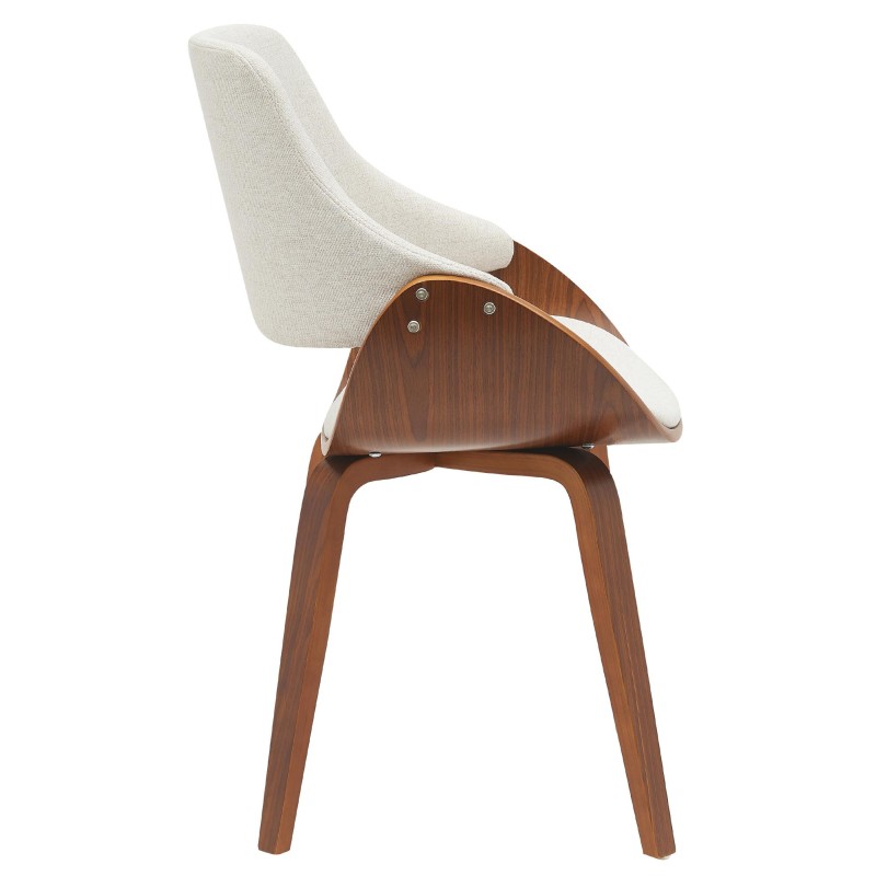 Silla de comedor Vangale en tela nogal/crema