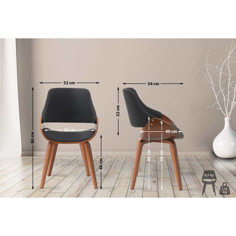 Silla de comedor Vangale en nogal/tela negra