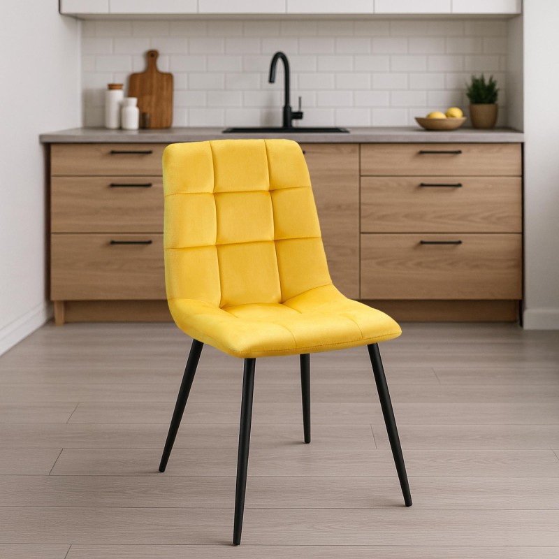 Juego de 4 sillas de comedor Antibes amarillas