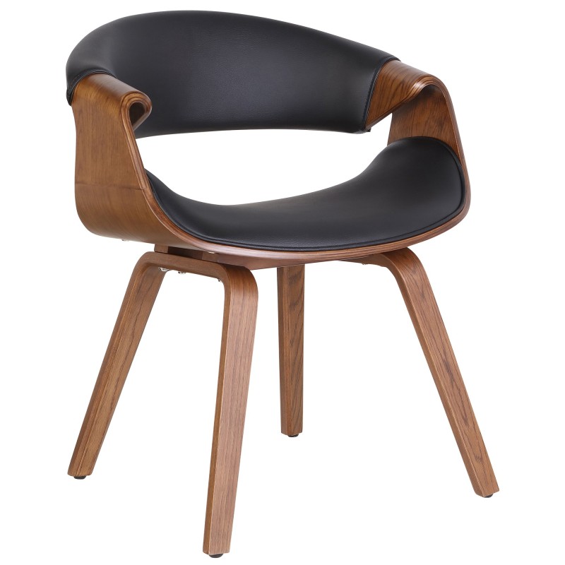 Silla de comedor Foley, piel sintética de roble negro