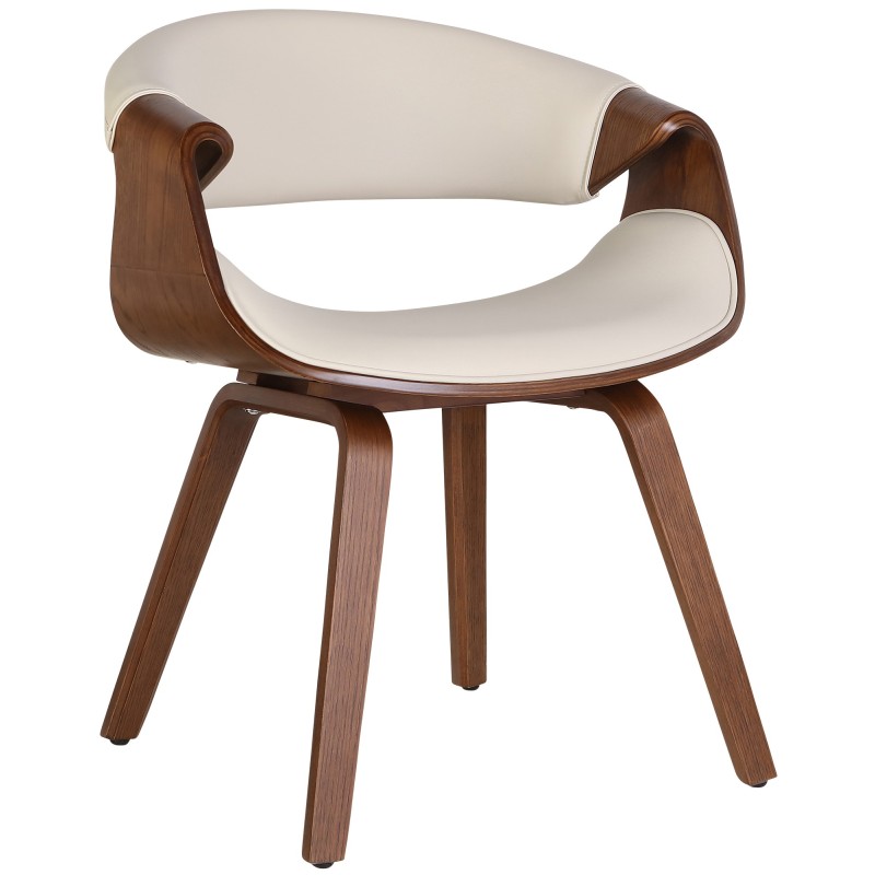 Silla de comedor Foley, piel sintética, roble crema