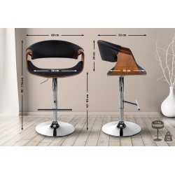 Taburete de bar Foley, piel sintética, roble negro