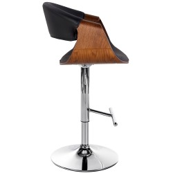 Taburete de bar Foley, piel sintética, roble negro