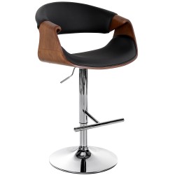 Taburete de bar Foley, piel sintética, roble negro