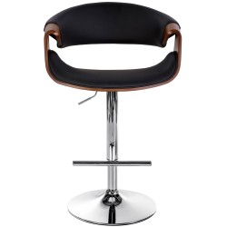 Taburete de bar Foley, piel sintética, roble negro