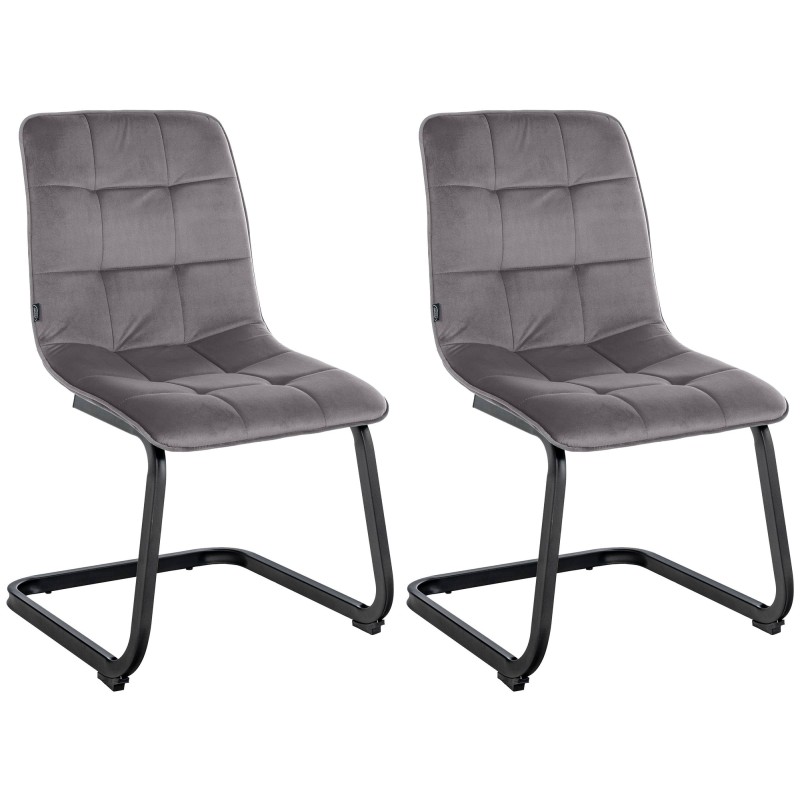 Juego de 2 sillas de comedor Vermont en terciopelo gris oscuro