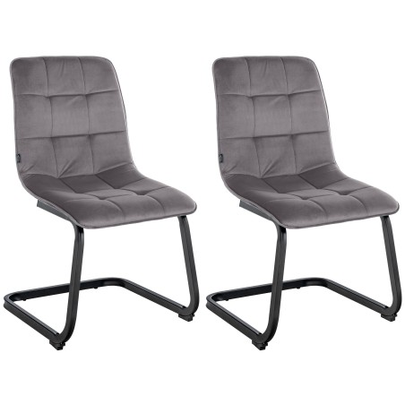 Juego de 2 sillas de comedor Vermont en terciopelo gris oscuro