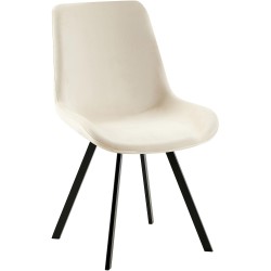 Silla de comedor Lewes de terciopelo color crema