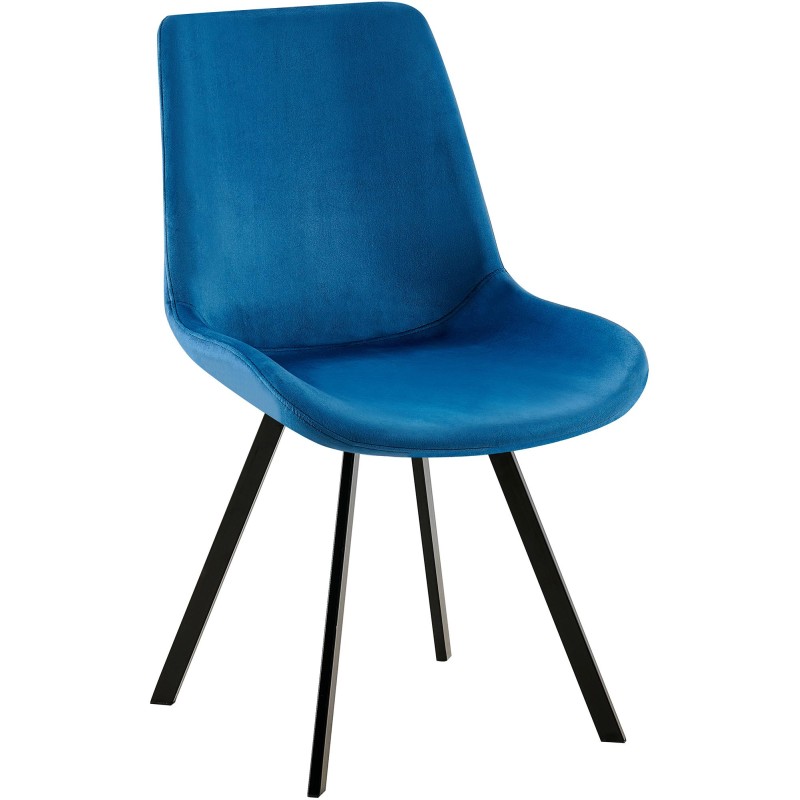 Silla de comedor Lewes de terciopelo azul oscuro