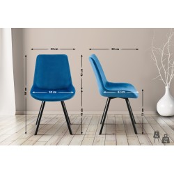 Silla de comedor Lewes de terciopelo azul oscuro