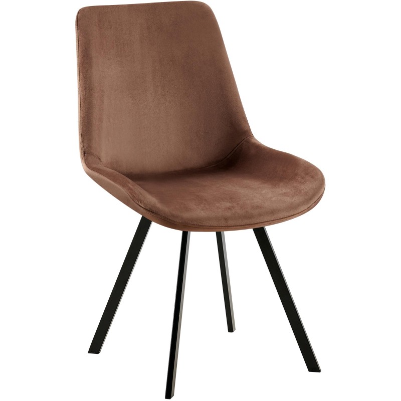 Silla de comedor Lewes de terciopelo marrón