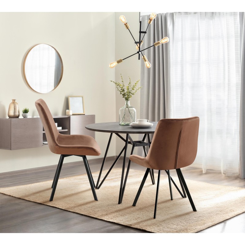 Silla de comedor Lewes de terciopelo marrón