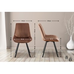 Silla de comedor Lewes de terciopelo marrón