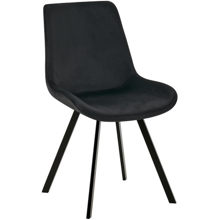 Silla de comedor Lewes de terciopelo negro