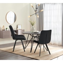 Silla de comedor Lewes de terciopelo negro