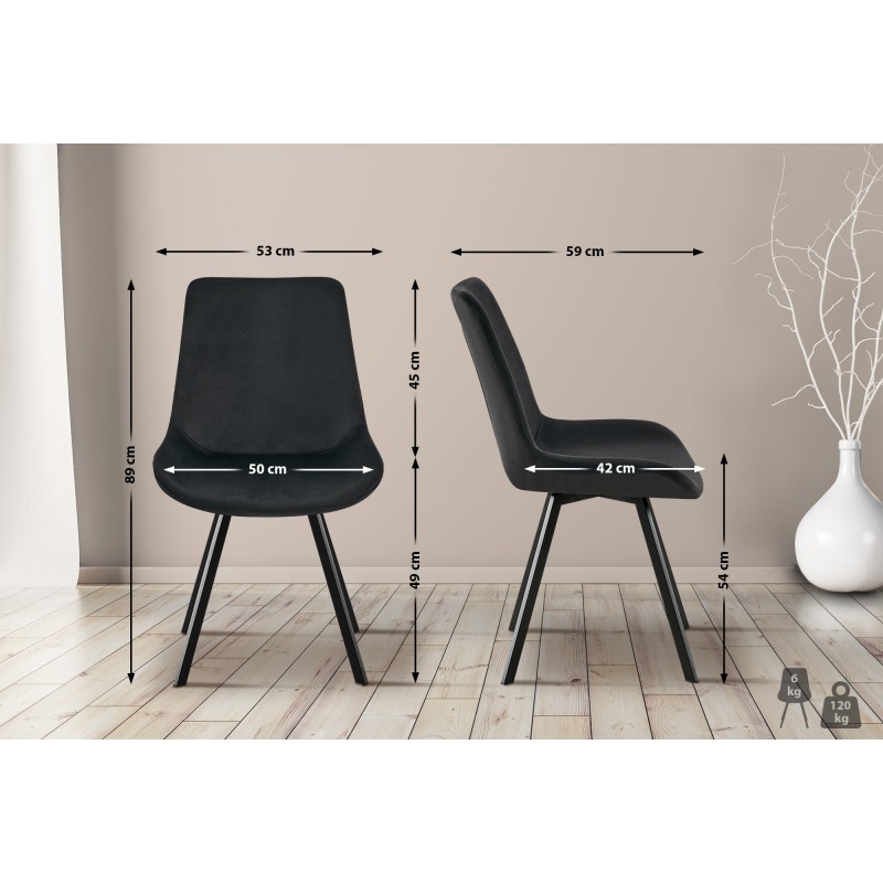 Silla de comedor Lewes de terciopelo negro