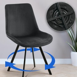 Silla de comedor Lewes de terciopelo negro