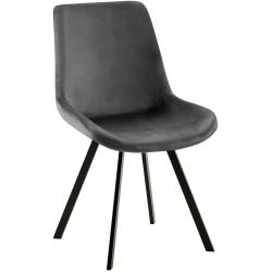 Silla de comedor Lewes en terciopelo gris oscuro