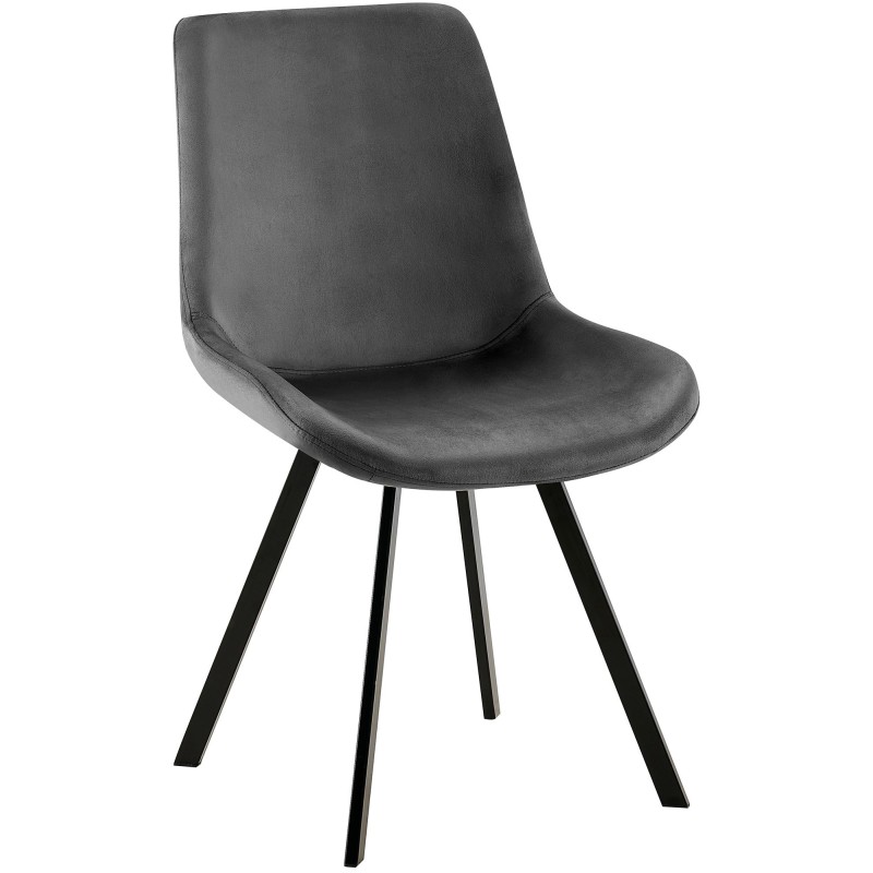 Silla de comedor Lewes en terciopelo gris oscuro