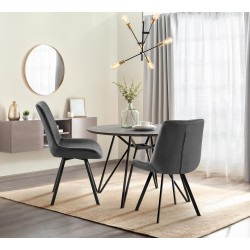 Silla de comedor Lewes en terciopelo gris oscuro