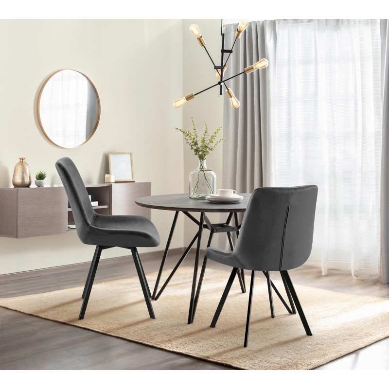 Silla de comedor Lewes en terciopelo gris oscuro