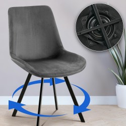 Silla de comedor Lewes en terciopelo gris oscuro