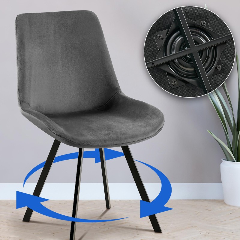 Silla de comedor Lewes en terciopelo gris oscuro
