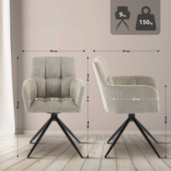 Silla de comedor Jonah en tela color topo