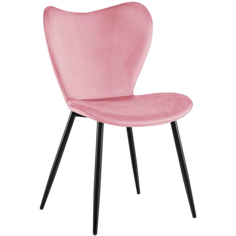Silla de comedor Maika en terciopelo rosa