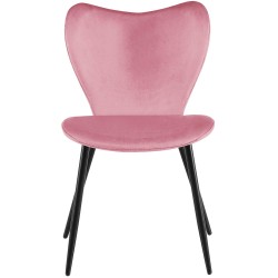 Silla de comedor Maika en terciopelo rosa