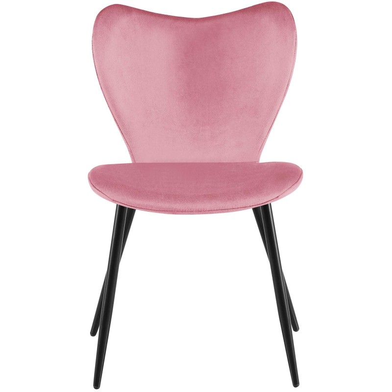 Silla de comedor Maika en terciopelo rosa