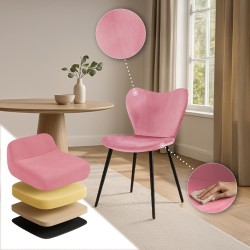 Silla de comedor Maika en terciopelo rosa