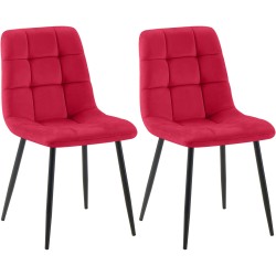 Juego de 2 sillas de comedor Tilde en terciopelo rojo