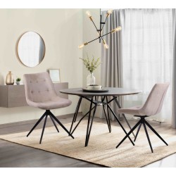 Silla de comedor Merna de terciopelo crema