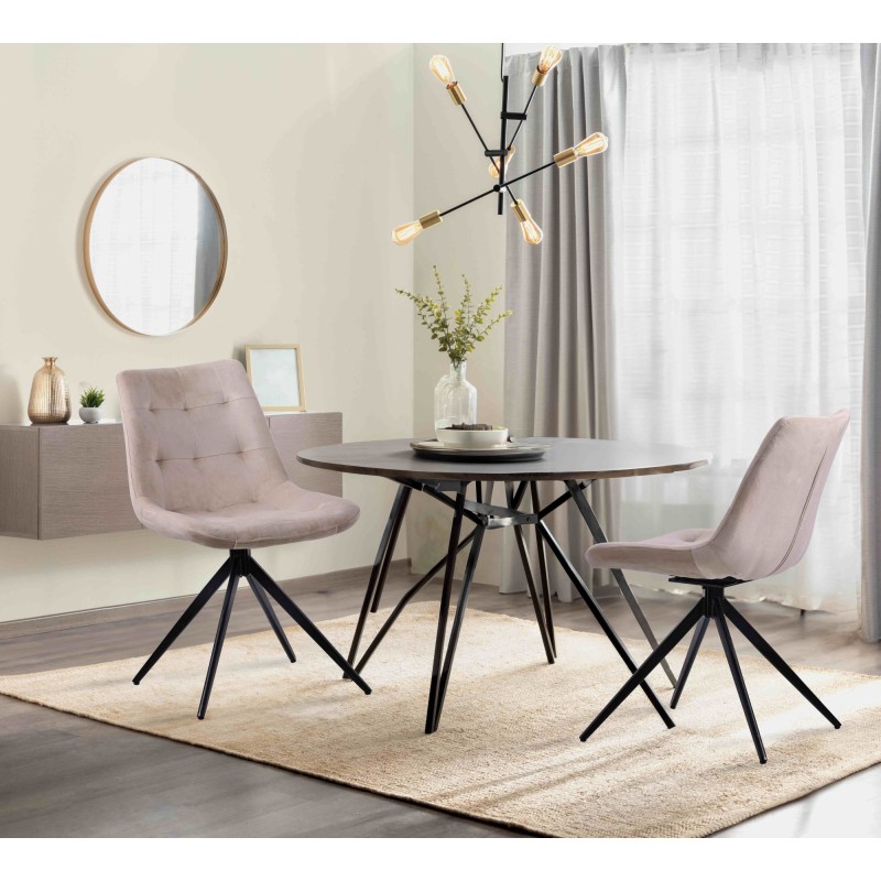 Silla de comedor Merna de terciopelo crema