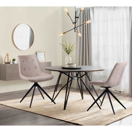 Silla de comedor Merna de terciopelo crema
