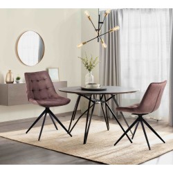 Silla de comedor Merna en terciopelo marrón