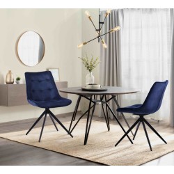 Silla de comedor Merna en terciopelo azul oscuro