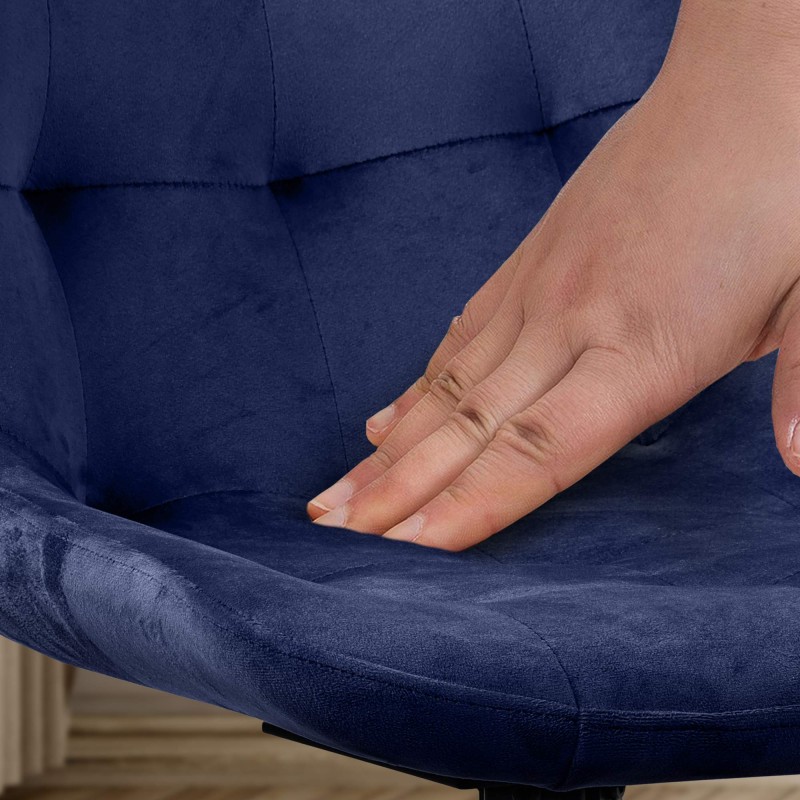 Silla de comedor Merna en terciopelo azul oscuro