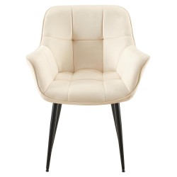 Silla de comedor Roseville de terciopelo color crema