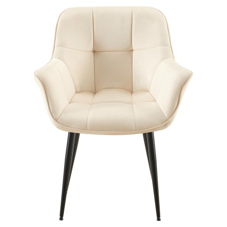 Silla de comedor Roseville de terciopelo color crema