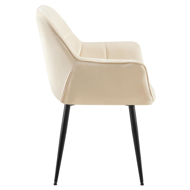Silla de comedor Roseville de terciopelo color crema