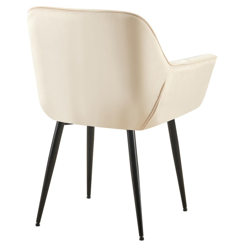 Silla de comedor Roseville de terciopelo color crema