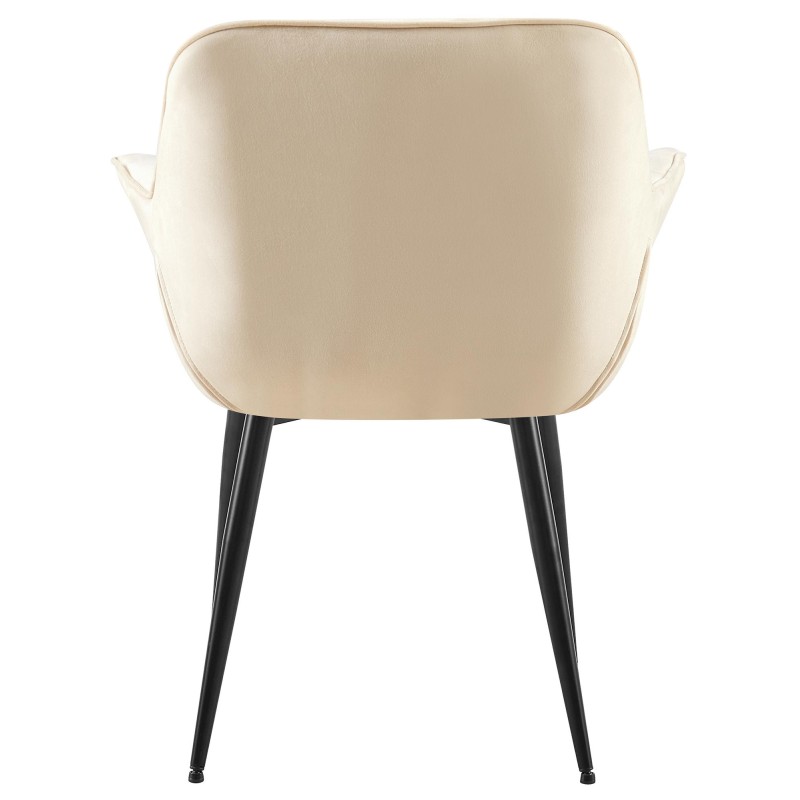 Silla de comedor Roseville de terciopelo color crema